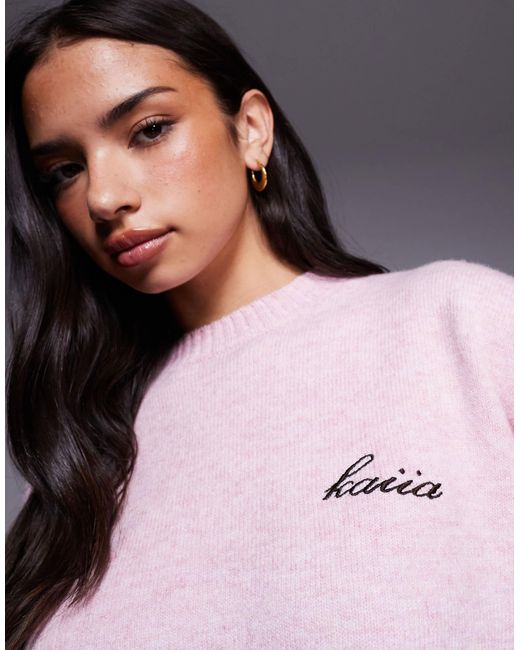 Pull col ras Kaiia en coloris Pink