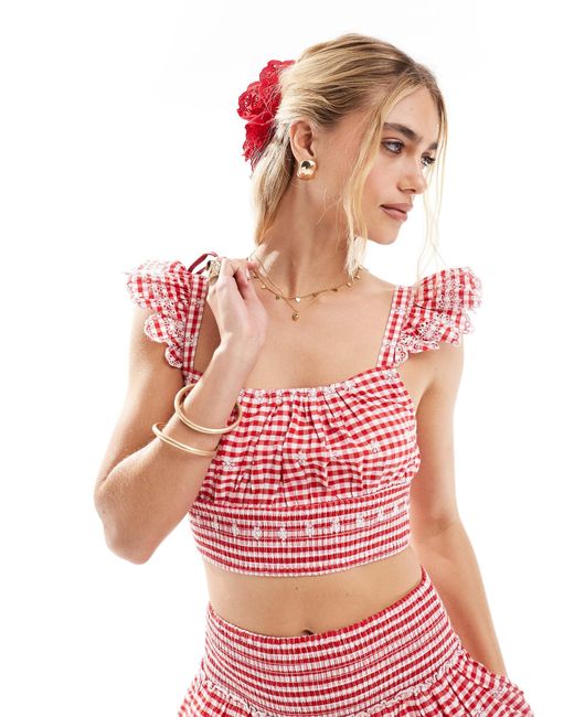 New Look Pink Co-Ord Gingham Crop Top