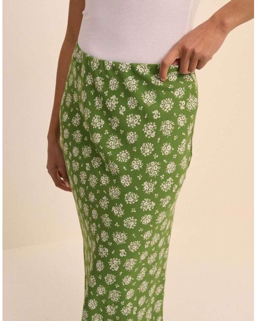 Nobody's Child Green Floral Mila Midi Slip Skirt