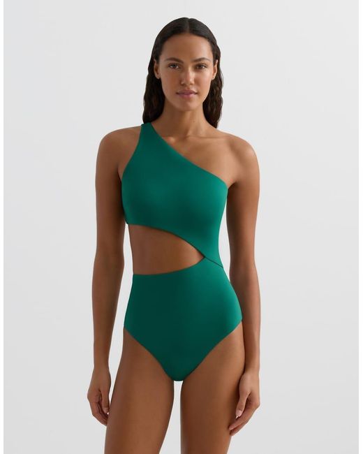 Oysho Green Asymmetric Tie-detail Trikini