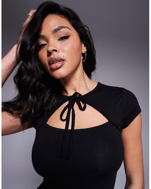 ASOS Black Sleeveless Mini Dress With Cut Out And Tie Detail