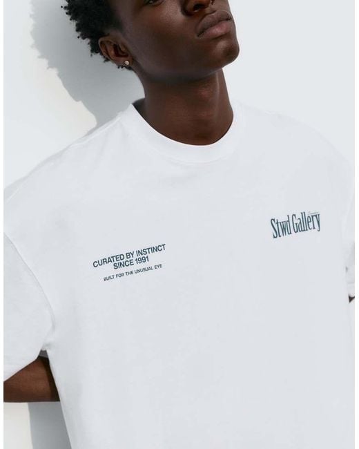 Pull&Bear White Stwd Gallery T-shirt for men