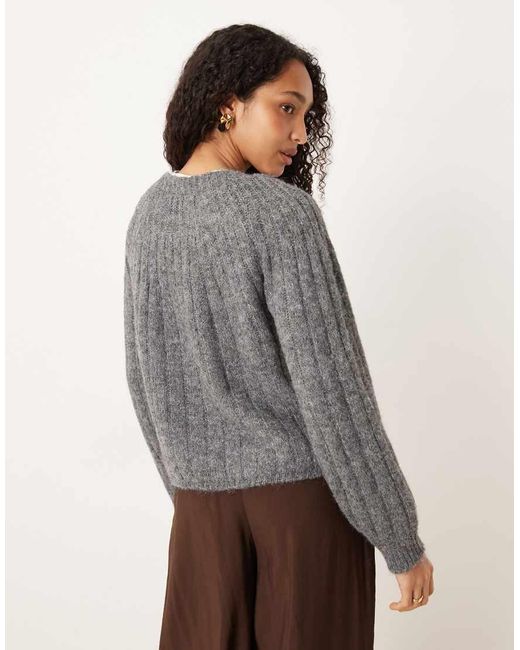Aware Gray Chunky Wide Rib Detail Hairy Texture Jumper