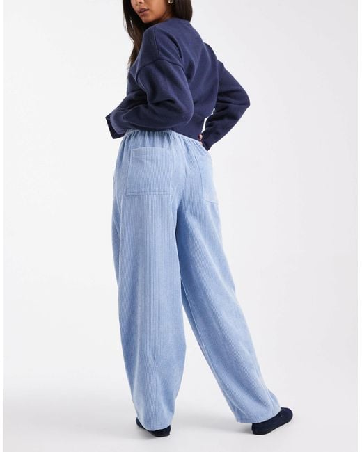 ASOS Blue Pull On Barrel Leg Cord Trousers