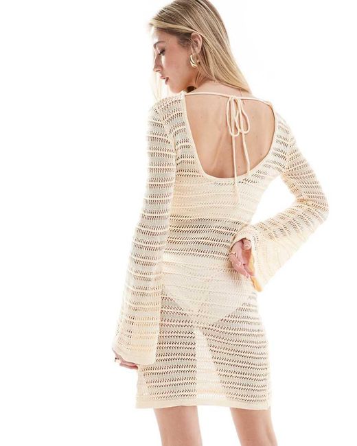 Threadbare Natural Crochet Mini Dress