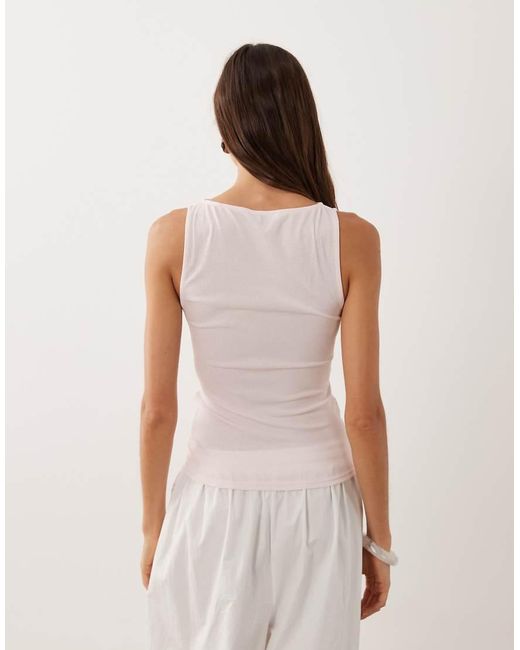 Mango White Sleeveless Textured Top