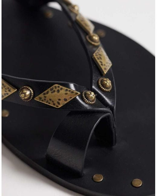 ASOS Metallic Ferris Studded Gladiator Flat Sandals