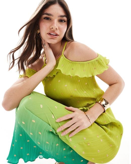 Never Fully Dressed Green Claudia Gold Fleck Maxi Dress