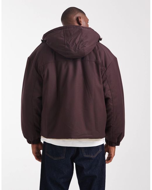 ASOS Brown Hooded Puffer Jacket for men