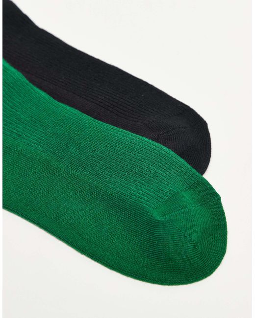 Monki Green 2 Pack Ankle Socks With Scallop Frill