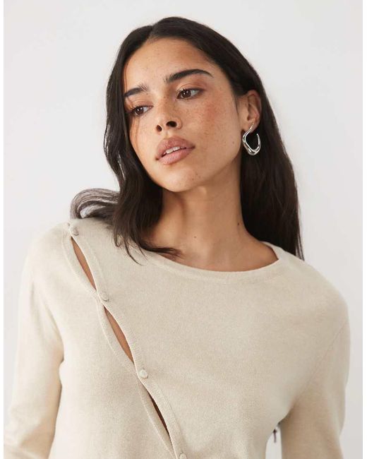 Mango Natural Teen Asymmetric Button Detail Cardigan