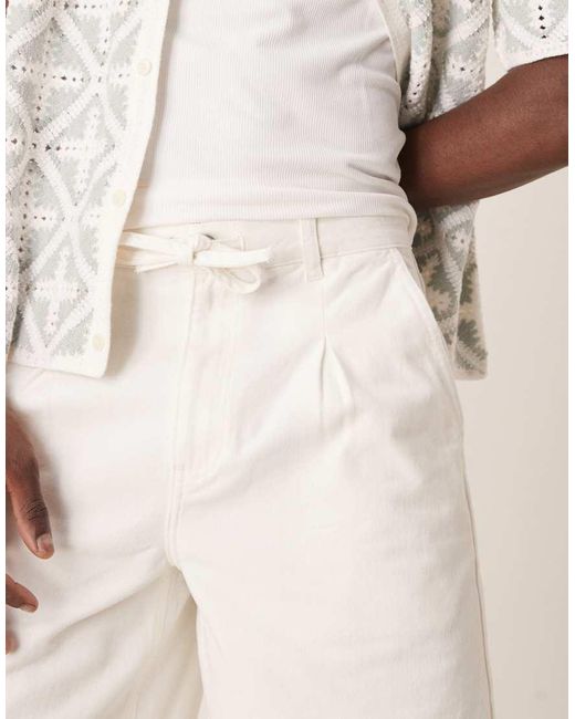 Jorts Taglio Lungo Écru Con Pieghe di ASOS in Natural da Uomo