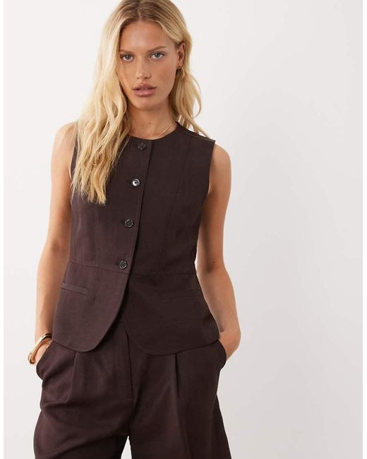 Mango Brown Avocado Waistcoat Co-ord
