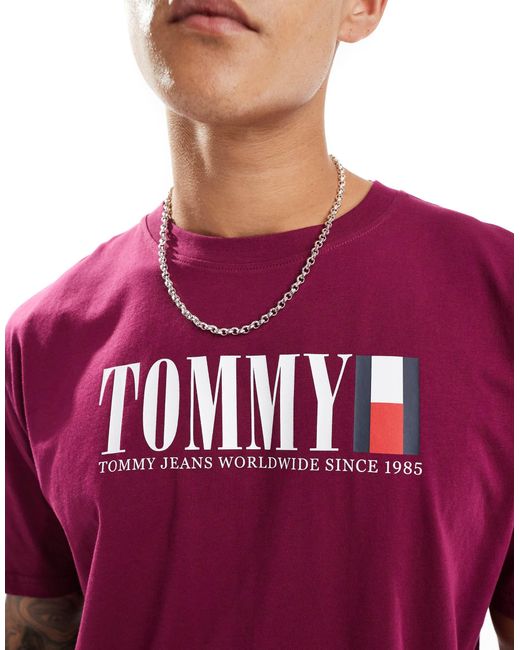 Tommy Hilfiger Red Large Logo T-shirt for men