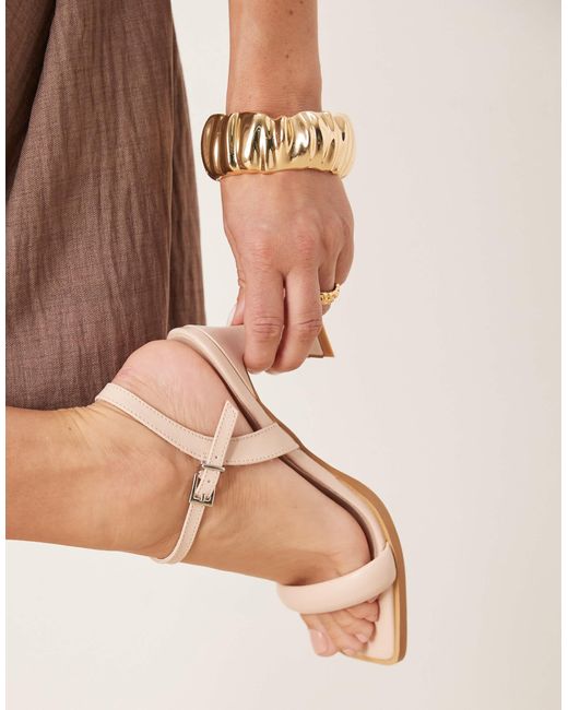 Glamorous Natural Mid Heel Sandals