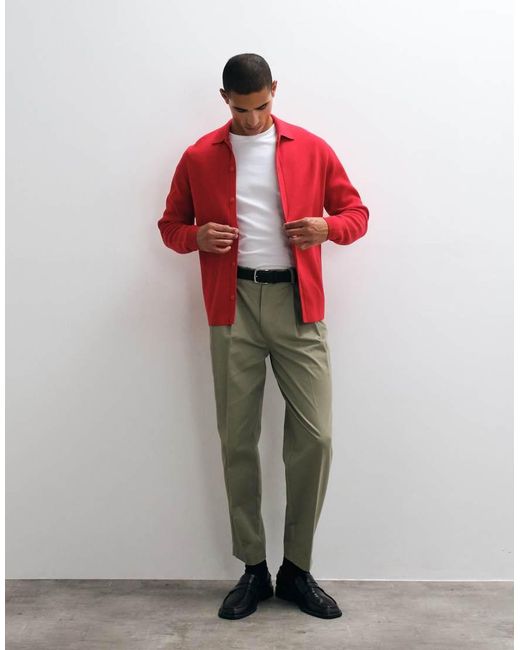 ASOS Red Relaxed Compact Knitted Over Shirt for men