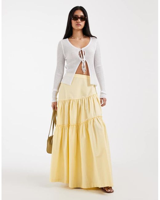 ONLY Natural Tie Front Ribbed Cardigan