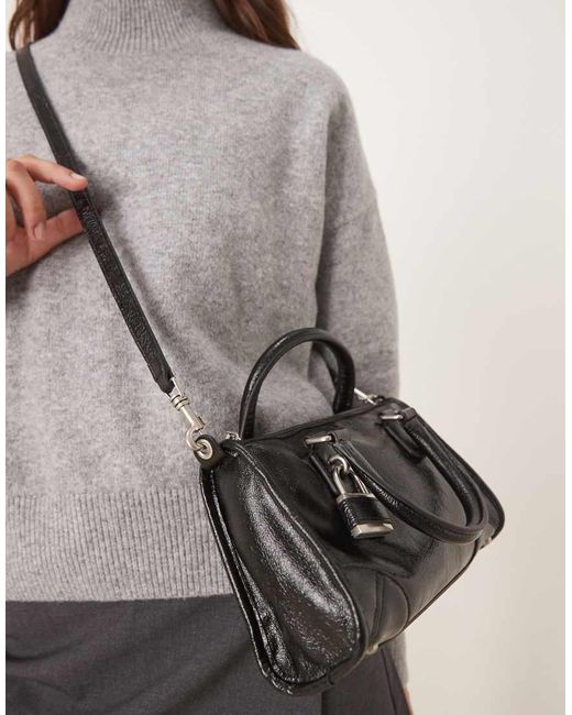 Mango Gray Lock Charm Cross Body City Bag