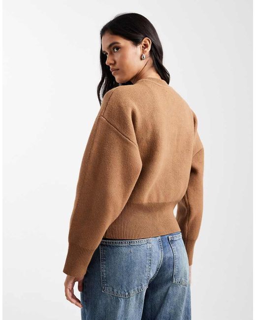 ASOS Blue Knitted Clean Zip Through Jumper