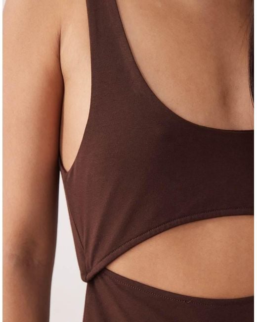 ASOS Brown Cut Out Detail Maxi Dress