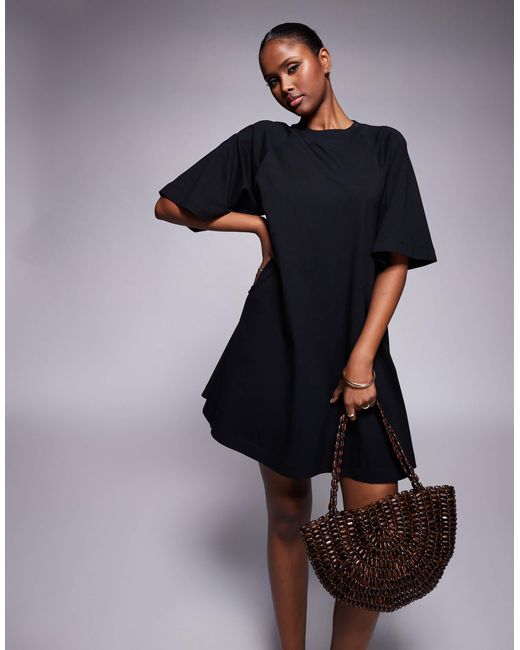 ASOS Black T Shirt Swing Mini Dress
