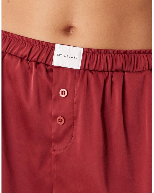 KAT THE LABEL Red Baxter Satin Boxer Short