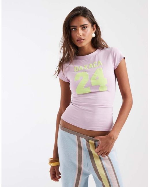 ASOS White Baby Tee With Oaxaca Varsity Graphic