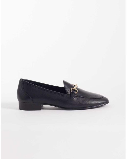 Mango Blue Leather Loafer With Gold Hardware