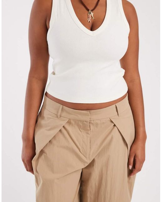 ASOS Natural Curve Tailored Double Belt Detail Wide Leg Trouser