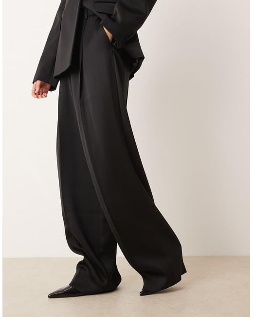 Mango Black Gilda Satin Look Tailored Trouser Co-ord