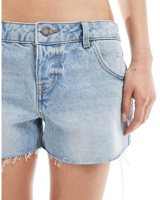 Stradivarius Blue Str Micro Denim Short