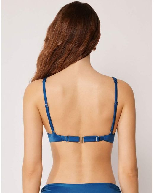 Calzedonia Blue Shiny Satin Brassiere Bikini Top