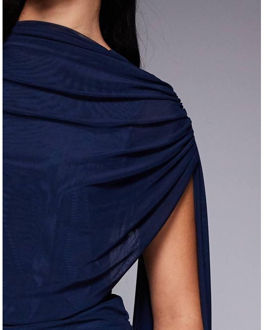 ASOS Blue Cowl Caped Mesh Top