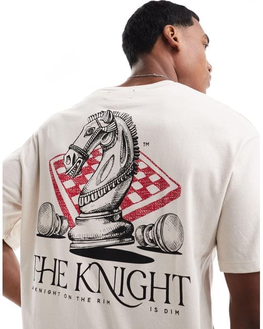 T-shirt oversize avec chevalier au dos - crème ADPT pour homme en coloris White