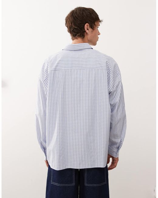 Collusion Blue Boxy Long Sleeve Skate Shirt for men