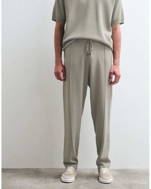ASOS COLLECTIVE White Compact Knit Loose Fit Sweatpants for men
