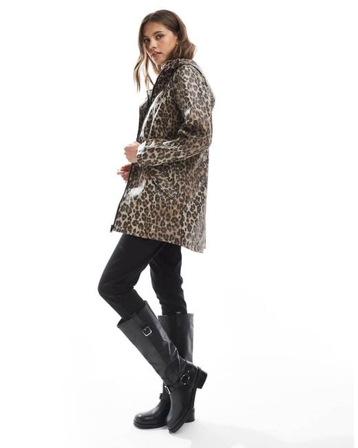 Chubasquero Con Estampado De Leopardo, Capucha Y Acabado Revestido De -Neutro Vero Moda de color White