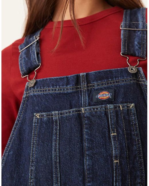 Dickies Blue Mechanic Wide Leg Denim Dungarees