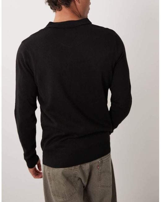 Brave Soul Black 3 Pack Long Sleeve Trophy Neck Polo Shirt for men