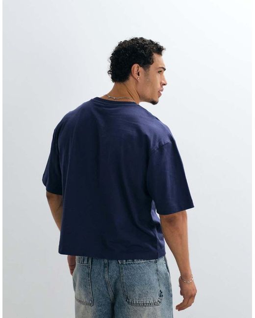 Collusion Blue V Neck Fitted T-shirt for men