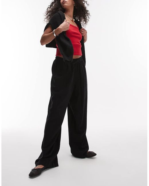 Pantalones Negros De Corte Globo De Lino De TOPSHOP de color White