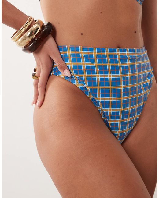 ASOS Blue Charlie Azores High Leg High Waist Bikini Bottom