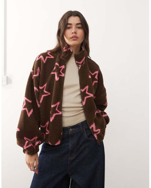Collusion Multicolor Zip Through Borg Jacket
