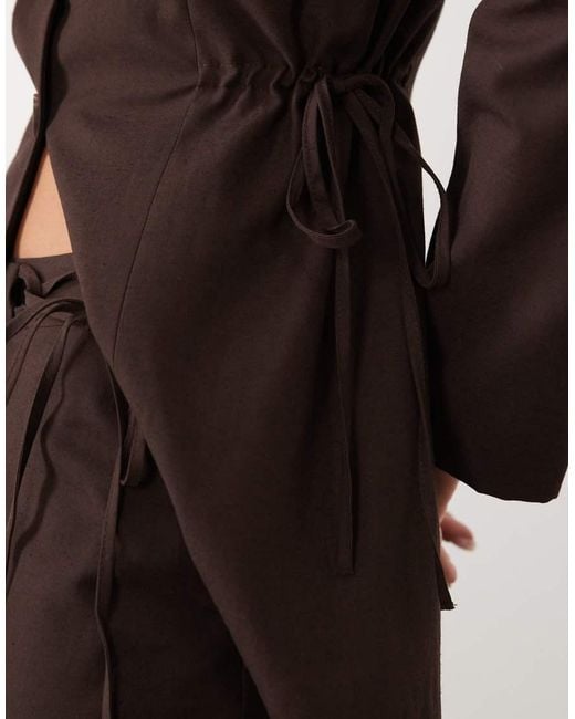 ASOS Black Linen Tie Side Blazer