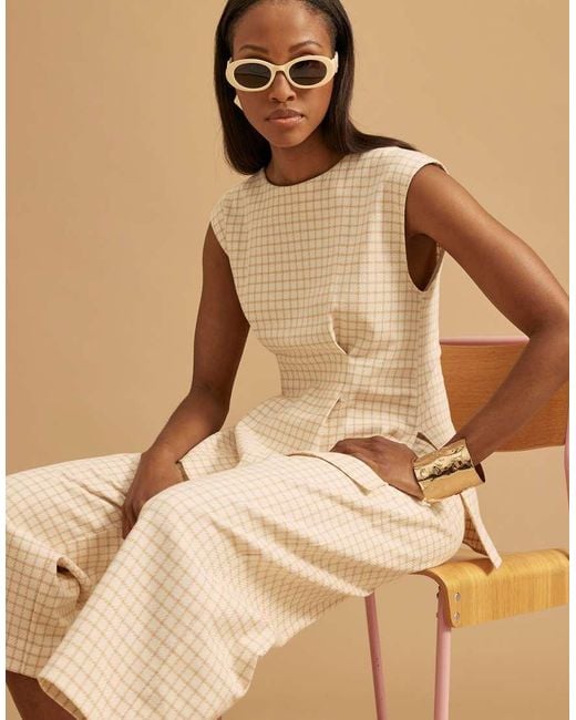 River Island Natural Gingham Shell Top