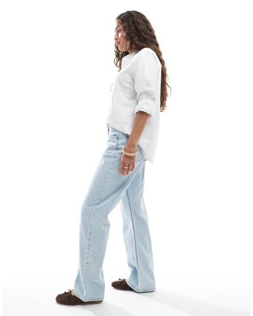 Bershka Blue Petite Straight Leg Jeans