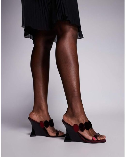ASOS Brown Nila Circle Trim Detail High Heeled Wedges