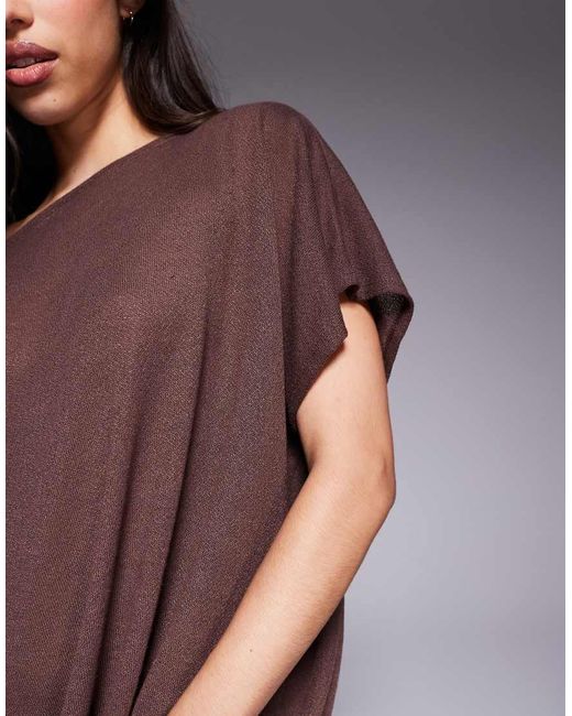 ASOS Semi-Transparante Gebreide Cape-Top Met Blote Schouders En Textuur in het Purple