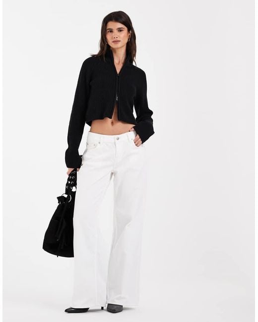 Noisy May Black High Neck Full Zip Through Cardigan