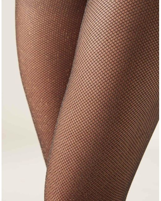 Calzedonia Natural 50 Denier Micronet Tights With Glitter